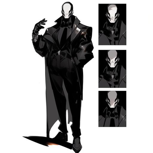Super villain reference sheet, full body, whole picture, updated Mercenary vigilante suit, of The Shade holding a customized silver pistol, OC character design, Comic artwork style, 21yrs old, black tuxedo, long sleeve black blazer, black tie, white shirt, black pants, black dress shoes, black gloves, black shades, black grey & silver tactical suit, vigilante suit, angry face expression, old comic style, white & black Deadpool type mask, with white outlining, black dress shoes, outlined white, strong build, full body, whole picture, faced frontward, high quality art, beatiful old style comic artwork marvel . --s 750 --niji 5