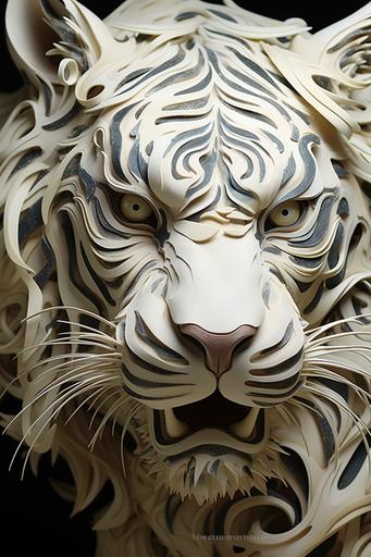 Superb Tiger face sculpture made of celluloid HD --ar 2:3 --c 15 --v 5.2