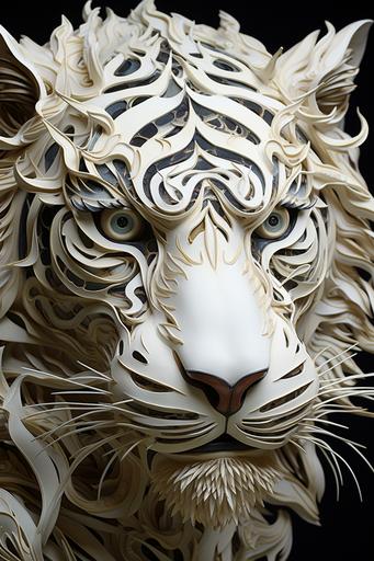 Superb Tiger face sculpture made of celluloid HD --ar 2:3 --c 15 --v 5.2