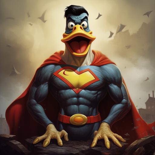 Superman with daffy duck feet