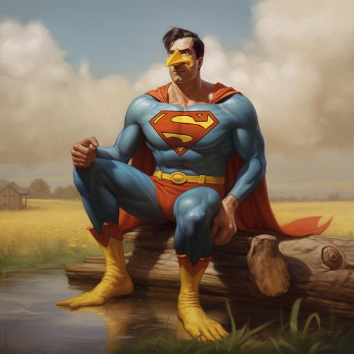 Superman with daffy duck feet