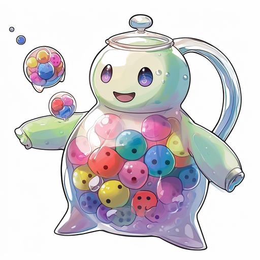 Sure! A boba tea variant of the Pokémon Polteageist could be called BobaTeageist. This Pokémon would have a teapot-shaped body just like Polteageist but with a playful twist. Instead of being filled with tea, its teapot body would be filled with colorful and bubbly boba tea. - Type: Ghost/Water - Height: 1'08 - Weight: 5.6 lbs - Abilities: Bubble Brew (Similar to Polteageist's ability, Cursed Body, but it affects Water-type moves) BobaTeageist would have a mischievous personality and love to play pranks on trainers by spilling boba tea bubbles around. It would also be known for its unique move called Bubble Burst, which sprays a burst of boba tea bubbles at the opponent, causing a combination of Ghost and Water-type damage. Its appearance would feature different flavors of boba tea inside its transparent teapot body, giving it a colorful and unique appearance for every individual BobaTeageist. --v 6.0