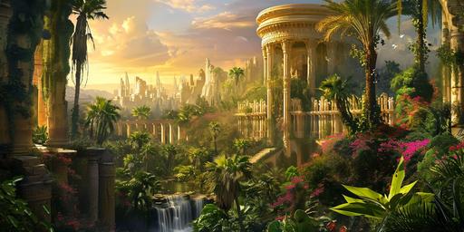Surreal third temple located in a dense, lush jungle, with vines and flowers covering every surface. third temple and King David's castle photorealistic sunset cinematic landscape master opening movie shot, Kubric Akira Kurosawa --v 6.0 --ar 4:2