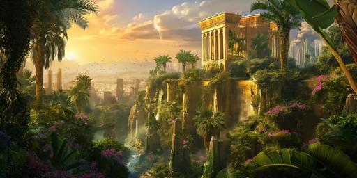 Surreal third temple located in a dense, lush jungle, with vines and flowers covering every surface. third temple and King David's castle photorealistic sunset cinematic landscape master opening movie shot, Kubric Akira Kurosawa --v 6.0 --ar 4:2