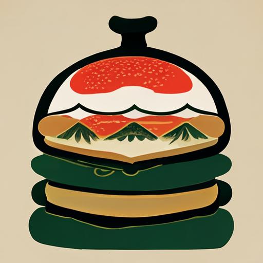 Symbol, hamburger store logo, ukiyoe, 