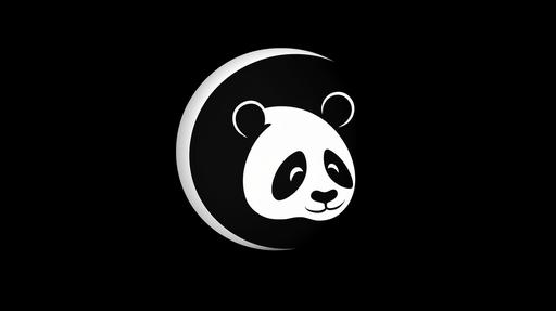Symbol logo with no words or letters, Symbol logo for barber shop, barbershop inspired logo, minimal modern design, black background, white design, Panda logo, Moon logo, Panda & Moon design, Simple, sharp, professional, UHD, --ar 16:9 --v 5.0