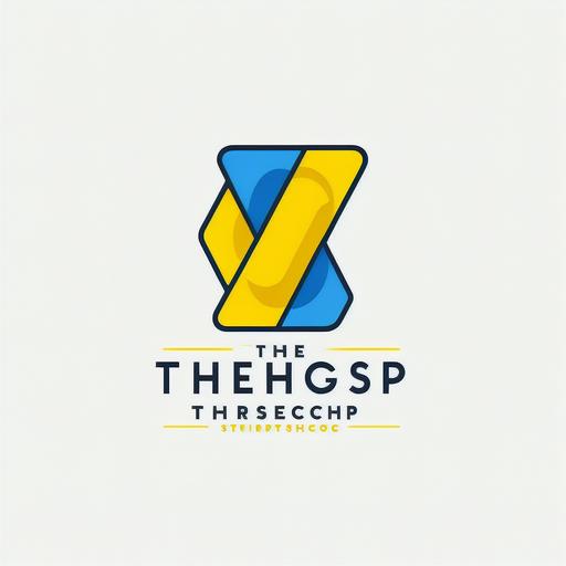 THREEISHOP company logo design, white background, minimalist style, modern style, with clothes shape, main color tones are blue and yellow, 4k, wallpaper