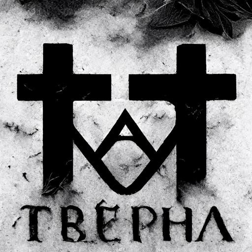 TREPHA logo text font sad text black darkness gloom music logo font grave cross casket clubs