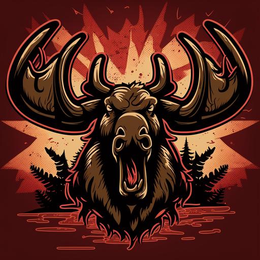 draw an angry cartoon moose logo