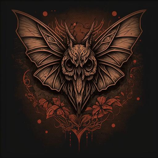 Tattoo style moth demon outlines oldschool