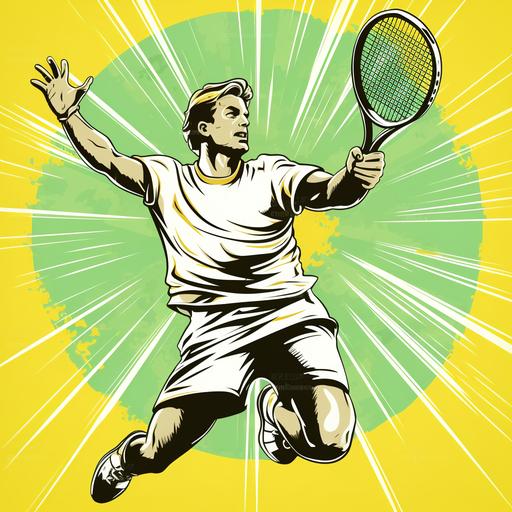 Tennis player hits opponet with ball funy retro Clip Art styel