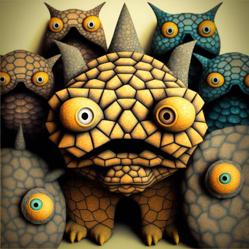 Tessellated turtle cats big mouth yellow eyes