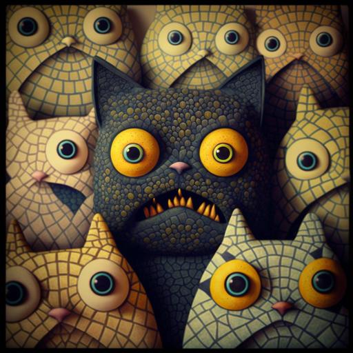 Tessellated turtle cats big mouth yellow eyes