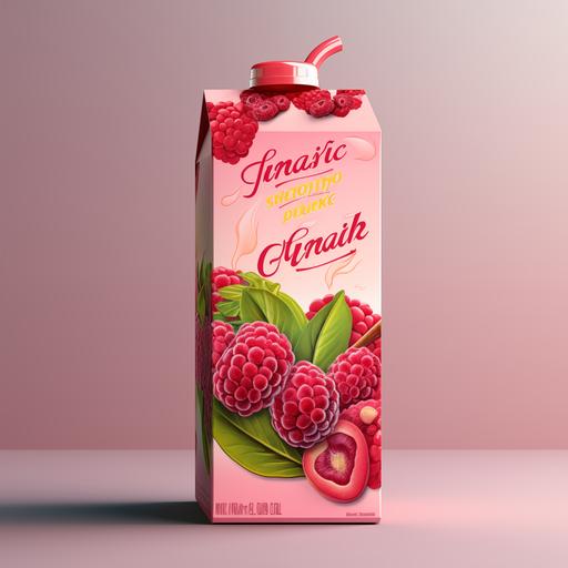 Tetrapack for 1 Litre Litchi Juice having 3D & Premium cartoon graphic design with plain background