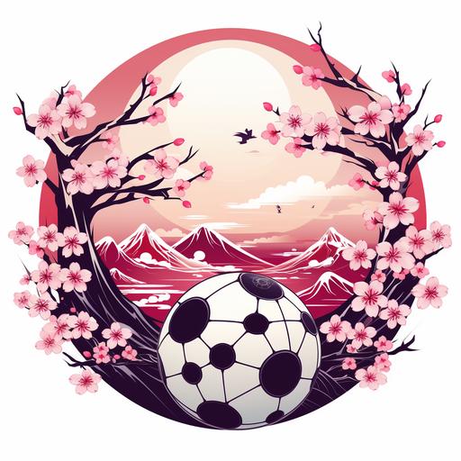 The Nadeshiko Japan football team's logo captures the essence of their playing style and cultural identity with elegance and simplicity. A radiant rising sun forms the backdrop, symbolizing the team's unwavering determination and pursuit of greatness. Delicate sakura blossoms grace the foreground, representing both the team's beauty and strength, while subtly embracing their Japanese heritage. In the center, a skilled player silhouette elegantly maneuvers a football, embodying the team's technical prowess and finesse on the pitch. The incorporation of Japanese calligraphy strokes adds an artistic touch, further emphasizing their connection to tradition. With a fusion of colors reflecting the team's official palette, the logo stands as a powerful representation of Nadeshiko Japan's unity, skill, and triumphant spirit on their football journey.