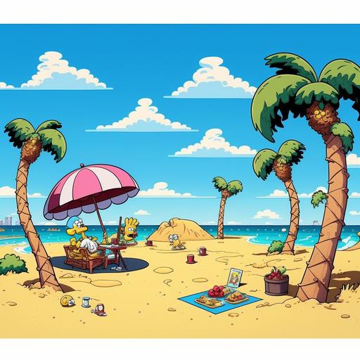 The Simpsons art background beach cartoon
