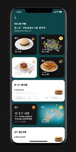 The UI design of the app. UI/UX. The top level is personal information. The second layer is a square carousel brand logo (NIKE, Starbucks, McDonald's). The third layer is a square carousel banner (food, drinks, gifts). The fourth and fifth floors are banner banners with travel and food patterns on them --ar 1:2 --s 750 --v 5 --q 2