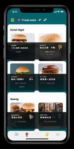 The UI design of the app. UI/UX. The top level is personal information. The second layer is a square carousel brand logo (NIKE, Starbucks, McDonald's). The third layer is a square carousel banner (food, drinks, gifts). The fourth and fifth floors are banner banners with travel and food patterns on them --ar 1:2 --s 750 --v 5 --q 2