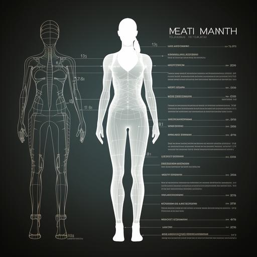 The image you've uploaded appears to show a body measurements chart, which is typically used to record the measurements of different body parts for purposes such as tailoring, fitness tracking, or health assessments. The style of this document could be described as a 
