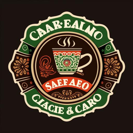 The logo could feature a stylized coffee cup, with the steam forming the shape of a traditional Mexican papel picado, which is a decorative paper banner with intricate cut-out designs. The coffee cup itself could incorporate colors from both the Mexican and American flags, such as red, white, green, and blue. The name 