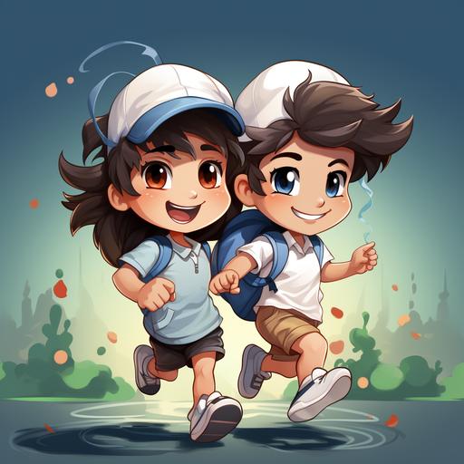 The logo showcases a girl and a boy holding tennis rackets. It portrays their youthful energy and enthusiasm for the sport. The design features clean lines and vibrant colors. The characters are depicted in a dynamic and engaging manner, reflecting the joy of playing tennis. The logo captures the essence of both genders participating in the sport. --s 750