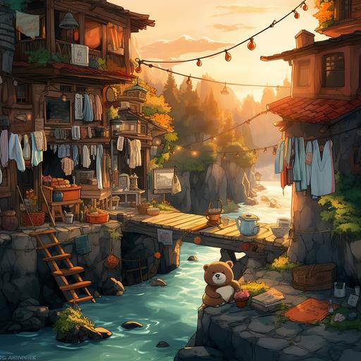 The small bridge and flowing water of Rainbow Square, the setting sun is slanting, and the wireless landline of Little Fat Bear's shop keeps ringing, attracting women who are drying clothes on the rope.