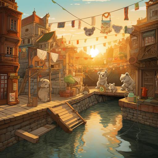 The small bridge and flowing water of Rainbow Square, the setting sun is slanting, and the wireless landline of Little Fat Bear's shop keeps ringing, attracting women who are drying clothes on the rope.