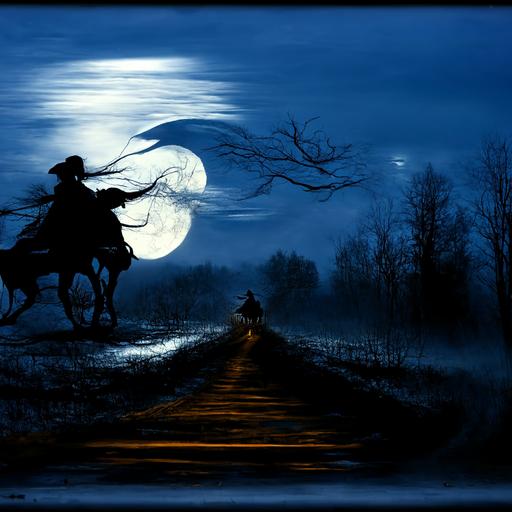 The wind was a torrent of darkness among the gusty trees. The moon was a ghostly galleon tossed upon cloudy seas. The road was a ribbon of moonlight over the purple moor, And the highwayman came riding— Riding—riding— The highwayman came riding, up to the old inn-door.