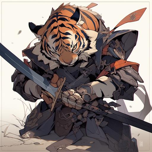Tiger knight, Final Fantasy, Monster Hunter, Jesper Ejsing, cartoon --q 2 --s 750 --niji 5
