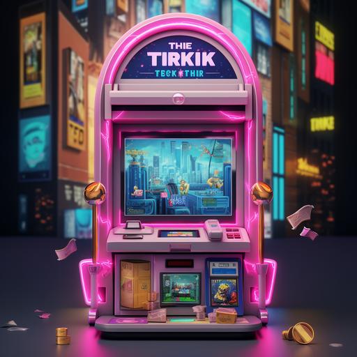Tiktok Slot Machine/Money Printer inside wall street money exchange (cartoon style)