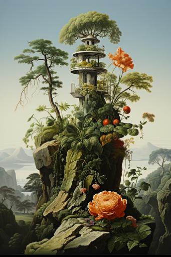 Topiary, artwork by John James Audubon, detailed botanical art --ar 2:3 --s 555