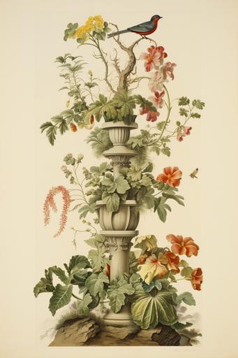 Topiary, artwork by John James Audubon, detailed botanical art --ar 2:3 --s 55
