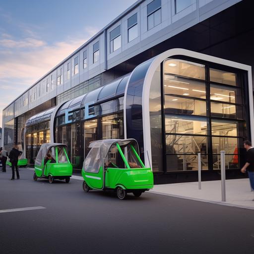 Transformez cette image de magasin en une vision futuriste intégrant des solutions de mobilité douce. Créez une scène réaliste où le magasin est entouré de pistes cyclables modernes, de voies pour trottinettes électriques et de stations de partage de vélos en libre-service. Assurez-vous que la transformation reflète fidèlement les détails de l'image originale tout en intégrant harmonieusement ces éléments futuristes pour un résultat saisissant et convaincant. Le nom de l’enseigner doit-être Leroy Merlin