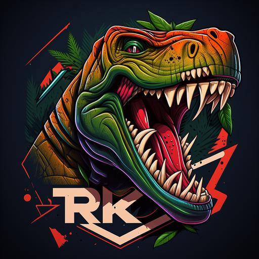 Trex, Logo, 2D retro-illustrated with vivid and bold colors