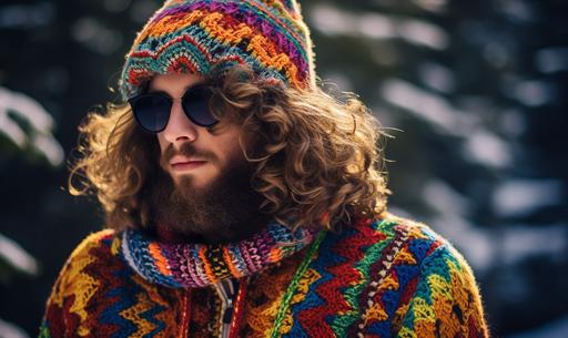 Trippy hippy psychedelic sinusoidal love ❤️ knitting --ar 5:3