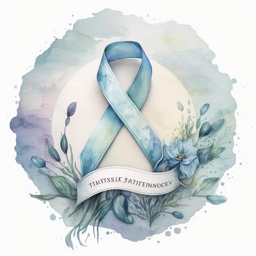 Trisomy 18 light blue rememberance ribbon with beautiful watercolor background