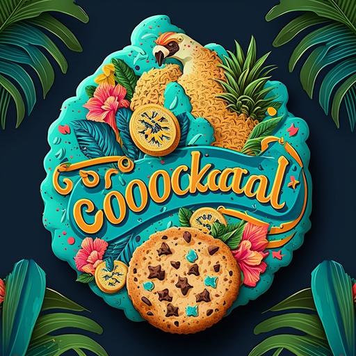 “Tropicana Cookies”:: as a logo, Tropicana cookies, 4K, very detailed, vector, illustration, neon --v 4