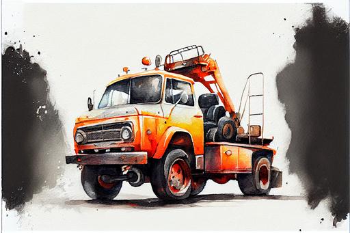 watercolor toy tow truck, high-definition drawing, detailed drawing, high contrast, the right proportions, 8k, --ar 3:2 --v 4 --upbeta