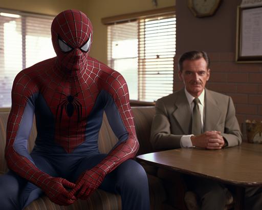 Tucson Spider-Man is breaking bad because there are no high rises to swing from, walter white comforts spiderman --ar 5:4