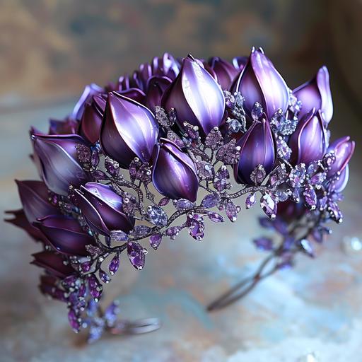 Tulip Crown with Regal Purple Hues and Diamonds 
