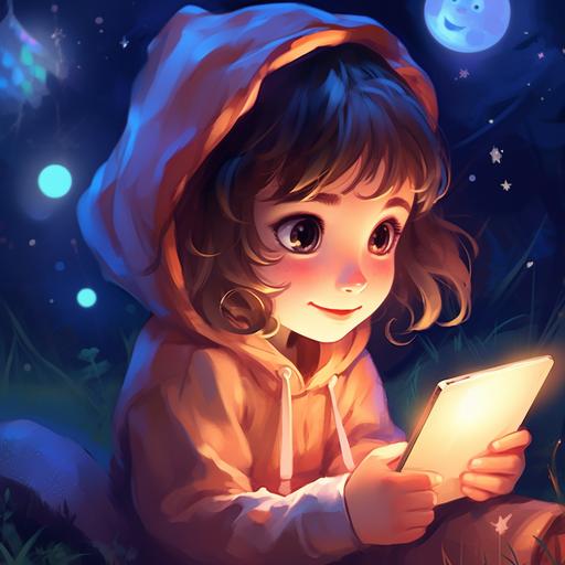 Beautiful background for Magic Diary app for kids, cute background, painted by Ilya Kuvshinov