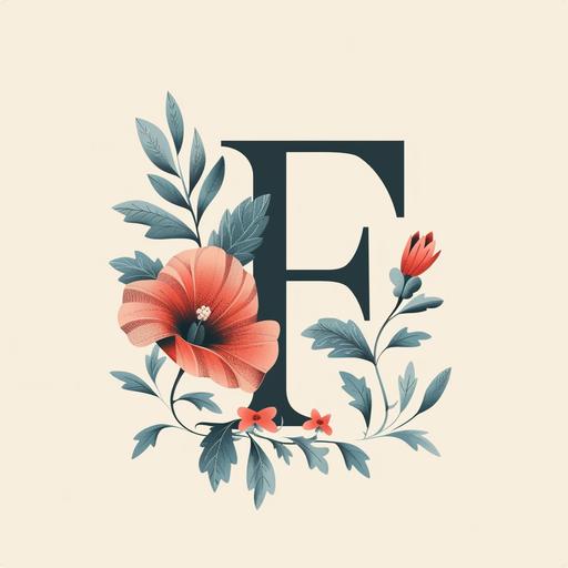 Typographical logo, floral, letter 