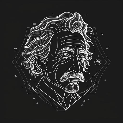 UI , UX , Albert Einstein , Logo, Line Art, Futuristic