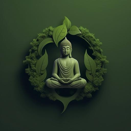 UN logo dans les tons verts composé d'un boudha et de deux mains ambiance zen image haute definition