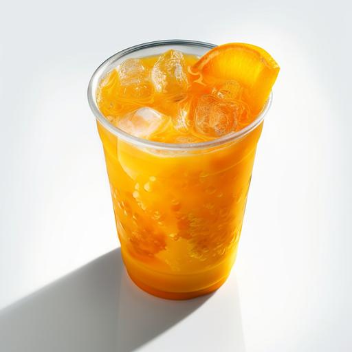 Ultra Realistic Food Photography Cold Pressed Orange Juice With Pulp In Cafe Style Clear Plastic Cup On white Background Professional Donna Hay Style Food Photography Low Angle 45° Highly Detailed Glossy Juicy And Delicious Photorealistic Ultra HD Very complex, very detailed, --chaos 10 --s 500 --q 2 --v 5.1