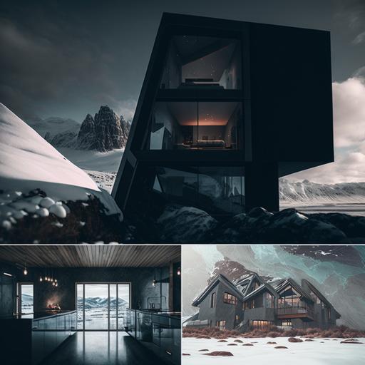 Ultra modern contemporary house in Antarctica   cinematic shot   photos taken by ARRI, photos taken by sony, photos taken by canon, photos taken by nikon, photos taken by sony, photos taken by hasselblad   incredibly detailed, sharpen, details   professional lighting, photography lighting   50mm, 80mm, 100m   lightroom gallery   behance photographys   unsplash --q 2 --v 4