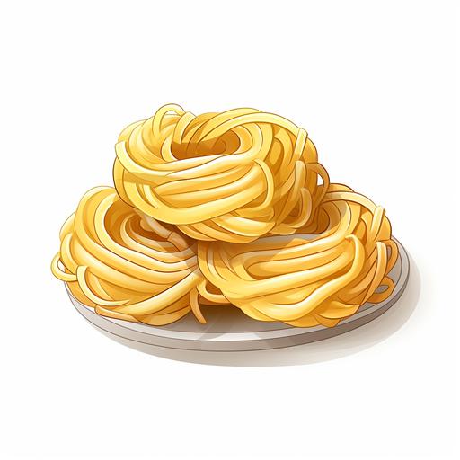 Uncooked raw hollow noodles, 2D game, cartoon style, white background