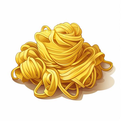 Uncooked raw hollow noodles, 2D game, cartoon style, white background
