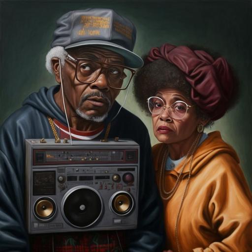 Unique, fun, comedy, originality, uncle and aunt, oil painting, meme, pictures that many people want to spread, HIPHOP