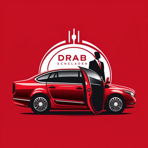 Unnamed logo design, door-to-door service in car Red sedan, with driver